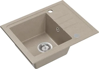 Produktbild von VBChome Spülbecken Granit Beige 55 x 44 cm Einzelbecken Einbauspüle Gesprenkelt Reversibel Granitspüle Siphon Waschbecken Küchenspülen