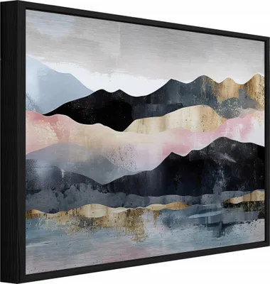Produktbild von Bilder mit Rahmen Gebirge Landschaft Landschaft - 150x100 cm - Wandbilder Wohnzimmer Schlafzimmer - Metallbild Bilder mit Rahmen Schwarz - ADS16380S6