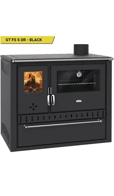 Produktbild von Prity GT FS S DR – Holzherd, Stahlbackofen, Stahlkochplatte, Schublade, 15 kW, Schwarz