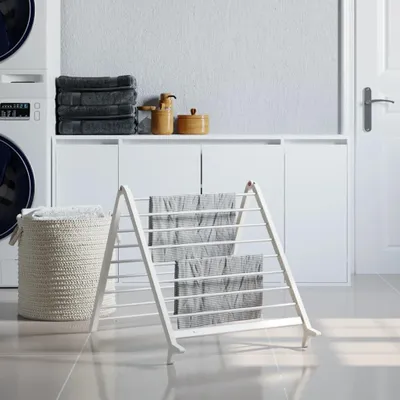Produktbild von Ausziehbarer Wäscheständer für die Badewanne aus Aluminium, silber, klappbar und faltbar, 15,2 m Leinenlänge, platzsparend für Bad, Dusche, Balkon und Haushalt