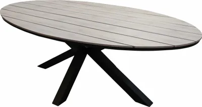 Produktbild von Ovaler Gartentisch | Polywood & Aluminium | 180cm | Wood