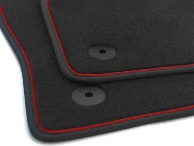 Image de Tapis de sol compatibles avec Seat Ibiza 5 V 6FKJ à partir de 2017 Tapis en velours de qualité supérieure Tapis de voiture en 2 parties Bande décorative rouge