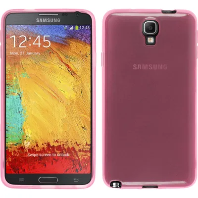 Produktbild von PhoneNatic Case kompatibel mit Samsung Galaxy Note 3 Neo - rosa Silikon Hülle transparent + 2 Schutzfolien