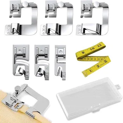 Produktbild von Naaivoet-Set, 6 Stück – Ideale Nähfüße für Haushaltsnähmaschinen – Inklusive Maßband – Perfekt für Haushaltsnähmaschinen