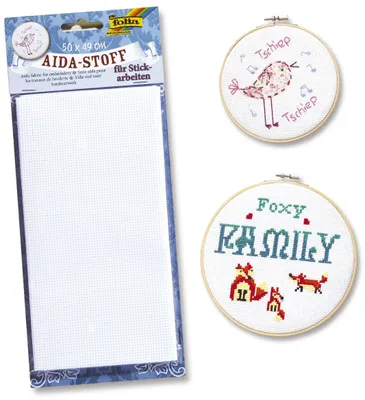 Obrázok produktu pre Folia 23402 Aida-Stoff für Stickarbeiten, 50 x 49 cm, weiß