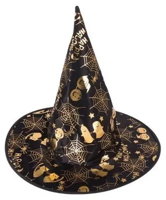 Immagine prodotto di Cappello da strega di Halloween per bambini nero e oro
