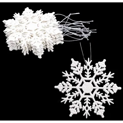 Produktbild von Schneeflocken Hängedeko Weihnachtsdeko - 12 Stück - Ø 10 cm - Glitzer - Weiß