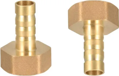 Productafbeelding van 2 stuks slangtule, aansluitstuk, messing slangaansluiting, slang binnendiameter 10 mm, G1/2 binnendraad, buisadapter voor leidinginstallatie
