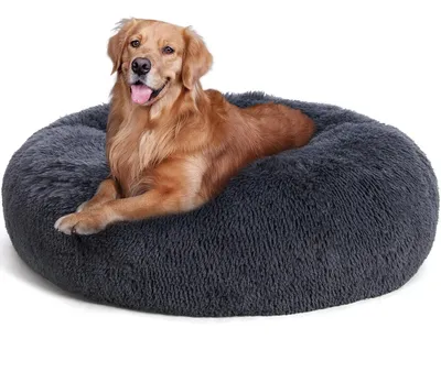 Productafbeelding van Orthopedisch hondenbed, rond - Wasbaar kattenmandje in de vorm van een donut - Diameter 100 cm, donkergrijs