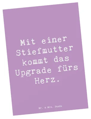 Produktbild von Mr. & Mrs. Panda Postkarte Spruch Herz Stiefmutter - Lavendeltraum - Geschenk, einzelkarte, Geschenke, Dankeschön, Familienbindung, Familienmitglieder, Ansichtskarten