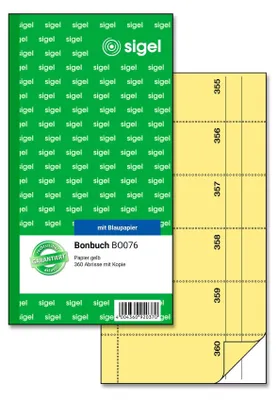 Image de sigel Formularbuch "Bonbuch", 105 x 200 mm, gelb