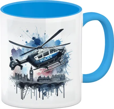 Produktbild von Polizeihubschrauber Kaffeebecher in hellblau