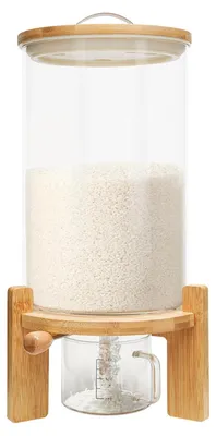 Immagine prodotto di Contenitore per alimenti per cereali - 7,5 litri, ermetico, con coperchio in legno