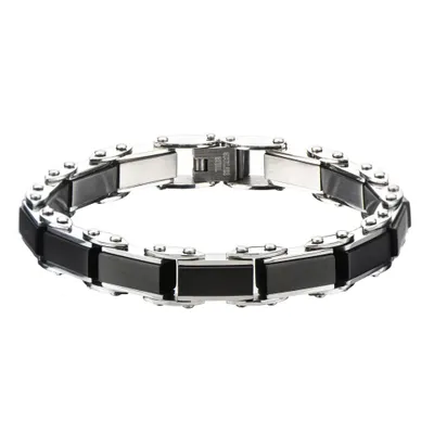 Image de Bracelet réversible rectangulaire en acier inoxydable noir IP pour homme