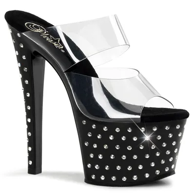 Zdjęcie produktu dla STARDUST-702 Damskie buty wsuwane Pleaser, Transparent Black , EU 39, US 9