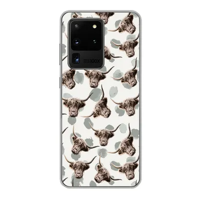 Produktbild von MuchoWow® Handyhülle Schutzhülle Hülle für Samsung Galaxy S20 Ultra Kuh - Schottischer Highlander - Tiere Silikon Softcase Handy Hülle - Karteninhaber