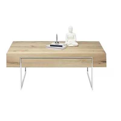 Produktbild von Couchtisch L 110 x B 60 x H 40 cm BIRMINGHAM – Asteiche furniert mit Schubkasten und Metallgestell