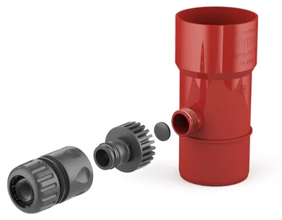 Immagine prodotto di BRYZA Collettore per acqua piovana Ø 63 mm con filettatura da 3/4", rosso RAL 3011