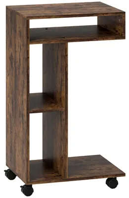 Obrázok produktu pre Servírovací vozík v tvare "C" s kolieskami | Farba: Hnedá | Rozmery: 40 x 30 x 69 cm
