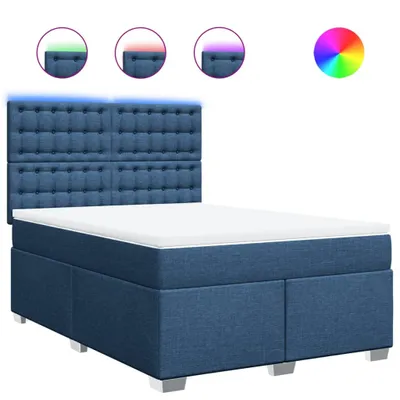 Produktbild von vidaXL Boxspringbett mit Matratze Blau 140x200 cm Stoff