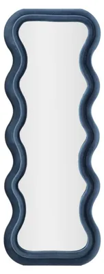 Immagine prodotto di Specchio da parete Emily wavy in velluto blu 67x166 cm