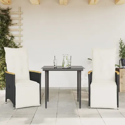Immagine prodotto di Sedie Reclinabili da Giardino 2 pz con Cuscini Nero Polyrattan