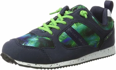Produktbild von Jungen Sneaker Blau mit grünem Muster, elastische Schnürung, gesprenkelte Zwischensohle