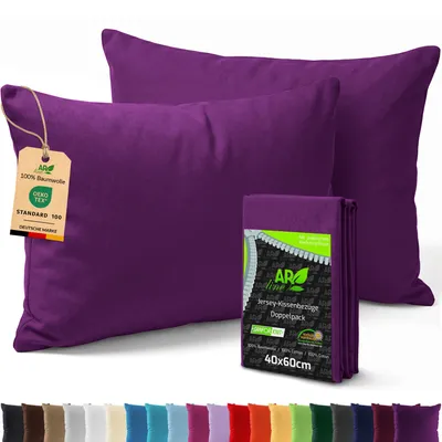 Produktbild von AR Line 2er Pack Jersey Kissenbezüge 40x60 Baumwolle – weich, elastisch, Kissenhüllen mit Reißverschluss, in Farbe: Orchidee
