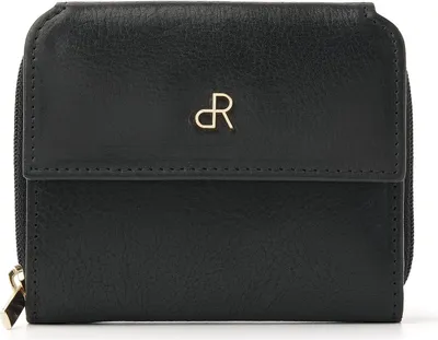 Produktbild von dR Amsterdam Damen Geldbörse Leder Kompakt mit Reißverschluss & Overslag | 8 Kartenfächer, Münzfach & RFID | Milan - 28179 Black