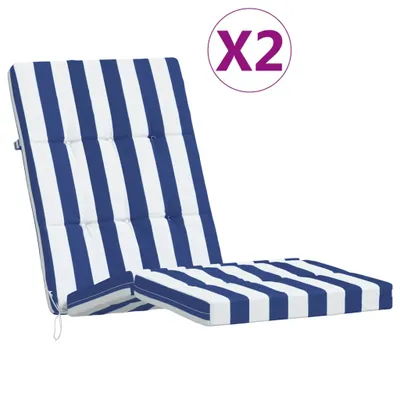 Image de Coussins de chaise longue lot de 2 rayures bleu/blanc