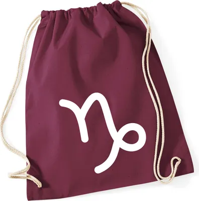 Produktbild von Huuraa Turnbeutel Steinbock Sternzeichen Zeichen 12 Liter Burgundy Baumwolle Rucksack Geschenkidee