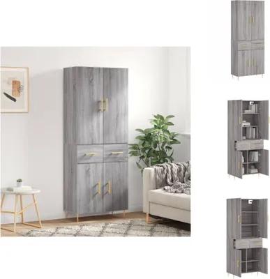 Imagen del producto de vidaXL Mueble alto gris Sonoma de 69,5 x 34 x 180 cm, fabricado en material de madera - Muebles aparador
