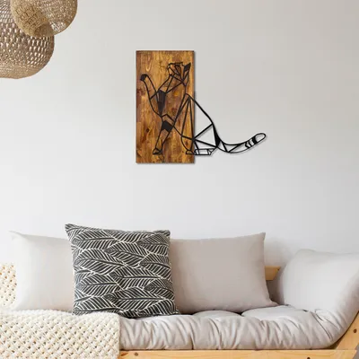Image de Wallity, CAT- SKL1240, couleur noyer,noir, autres décorations pour la maison, 65 x 58 cm, 50% bois (épaisseur : 3 cm) / 50% métal