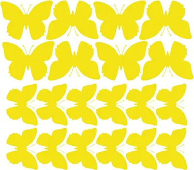 Image de Autocollants muraux papillons, grands autocollants, 20 pièces, jaune brillant