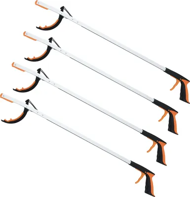 Immagine prodotto di COSTWAY Pinza a 4 pezzi, extra lunga 88 cm, pinza per rifiuti per anziani, pinza per rifiuti con manico, pinza in TPR antiscivolo e barra in alluminio