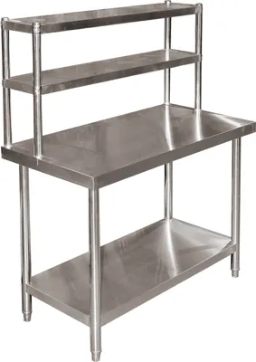 Produktbild von Wiltec pracovný stôl z nehrdzavejúcej ocele 120x60x145cm Gastro stôl s dvojúrovňovou policou a výškovo nastaviteľnými nohami do kuchyne