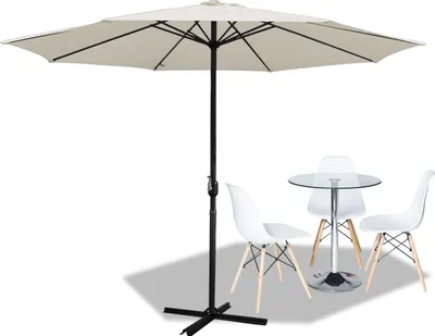 Produktbild von Clanmacy Sonnenschirm Ampelschirm 350 cm mit UV-Schutz, Kurbel-  Beige Gartenschirm Marktschirm Strandschirm