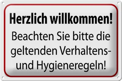 Produktbild von Blechschild Hinweis 30x20cm Verhaltens- und Hygienenregeln