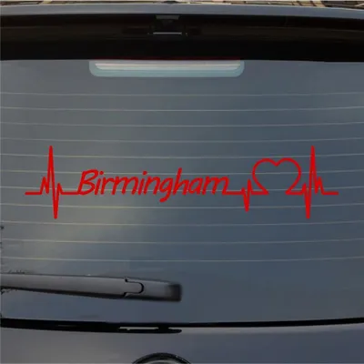Produktbild von Heckscheibenaufkleber Birmingham Herzschlag Puls Stadt Liebe 55x13 cm Rot Auto Aufkleber Sticker