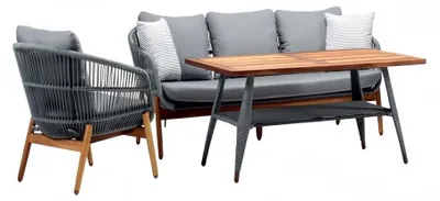 Image de Meuble de jardin en rotin Ensemble de canapés Terrasse Meubles Lounge Balcon Extérieur 3pcs.