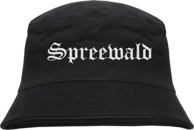 Produktbild von Spreewald Fischerhut - Altdeutsch - bestickt -  Bucket Hat Anglerhut Hut  Schwarz L/XL