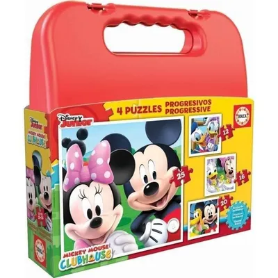 Produktbild von Educa Mickey Mouse Progressive Suitcase, Kinderpuzzle mit 12, 16, 20 und 25 Teilen, ab 3 Jahren (16505) EDUCA