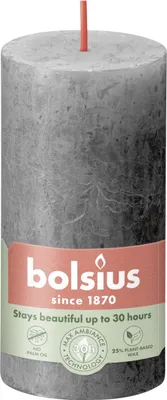 Produktbild von Bolsius Rustik Stumpenkerze stürmisches grau, Höhe: 10 cm, Ø 5 cm