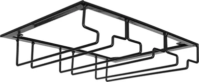 Zdjęcie produktu dla Stojak na kieliszki do wina pod szafką Uchwyt na sztućce Wieszak do przechowywania Metalowy organizer do baru Kuchnia 3 szczeliny 30x22,5cm Czarny