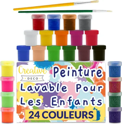 Image de Creative Deco Peinture Enfant Lavable - 24 x 20 ML - Couleurs Vibrantes