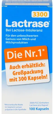 Productafbeelding van Lactase 3300 capsules voor mensen met lactose-intolerantie, 100 capsules