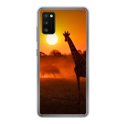Produktbild von MuchoWow® Handyhülle Schutzhülle Hülle für Samsung Galaxy A41 Giraffe - Sonne - Savanne Silikon Softcase Handy Hülle - Mobiltelefon
