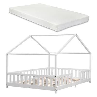 Produktbild von In And OutdoorMatch Kinderbett Nikolas - Mit Matratze - 140x200 cm - Weiß - Für Mädchen - Für Jungen