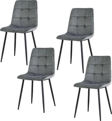 Produktbild von 4 Stühle Mesa Modern Samt, Sitzhöhe 49,5 cm, 44,5x53x86,5 cm (BxTxH)