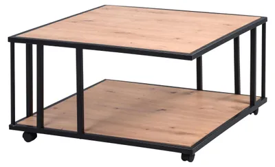 Obrázok produktu pre Štvorcový drevený stôl s kolieskami a odkladacou plochou